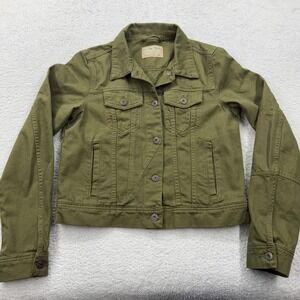 We The Free Free People Olive Green Utility Denim Jacket OB933373 Womens Small